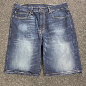 Levis 505 Denim Shorts Mens 34 Blue Regular Fit Dark Wash Jean Jorts Y2k
